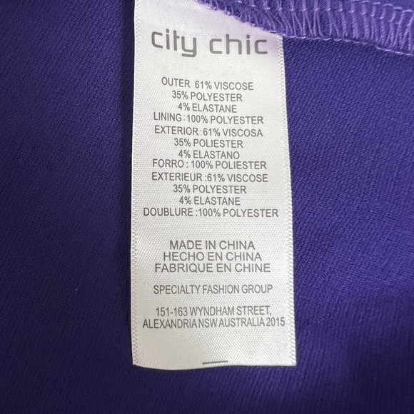 City Chic Womens Purple Long Sleeve Asymmetrical Peek-A- Boo Dress Plus Size 18 - Picture 5 of 5